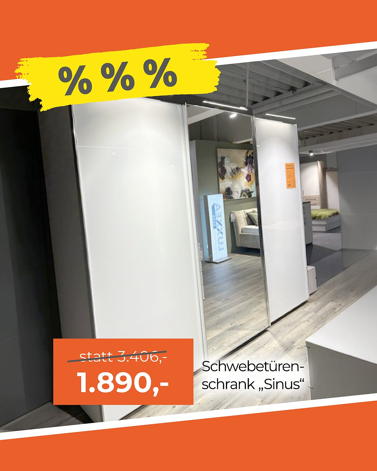 Moderner Schwebetürenschrank in weiß