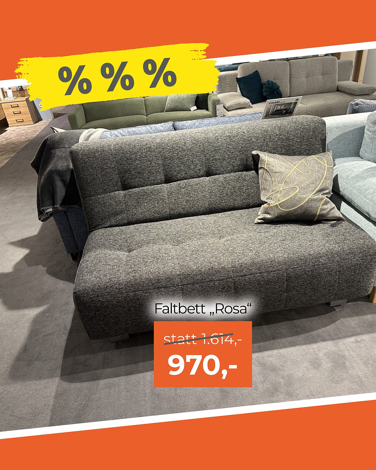 Graues Schlafsofa mit Zierkissen