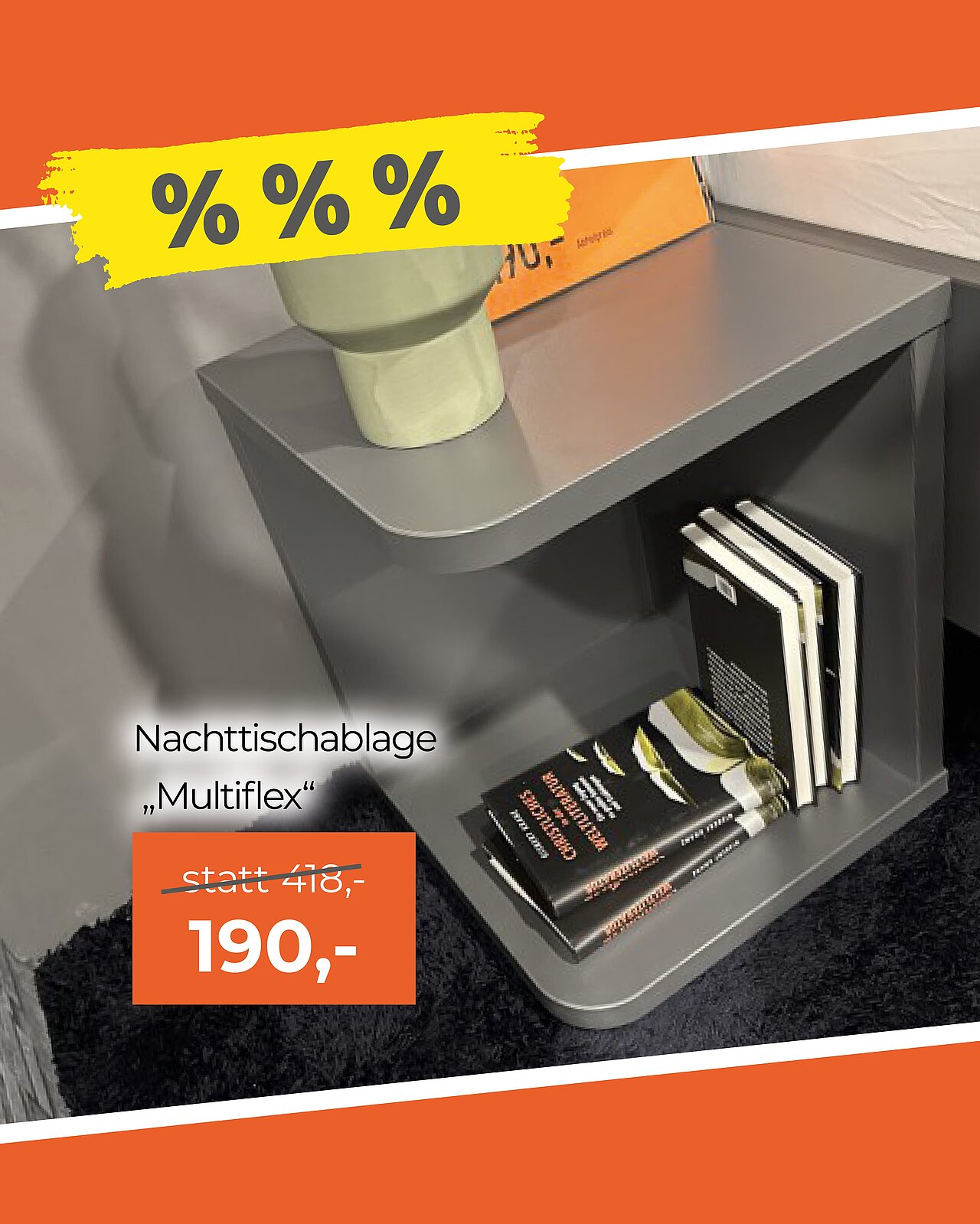 Nachttischablage mit zwei abgerundeten Ablageflächen