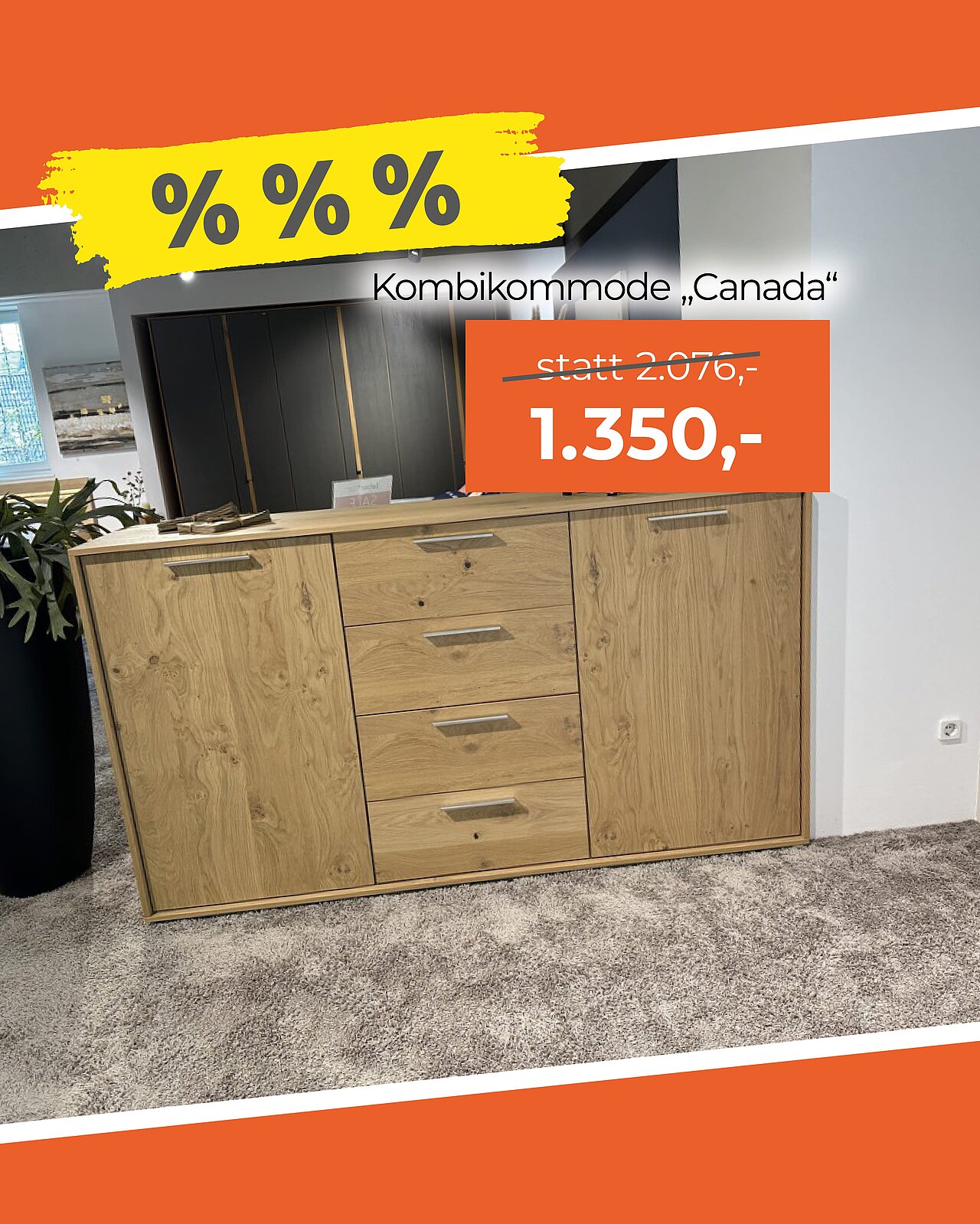 Kombikommode mit drei Schubladen und zwei Türen in Holzoptik
